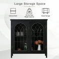 thumbnail image 7 of Alpha Joy 2-Door Accent Cabinet, Vintage Storage Cabinet in Church Window Design for Entryway, Dining Room, Black, 7 of 7