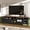Black, variant on Modern TV Stand for TVs up to 75 Inches with Storage Sliding Doors and Adjustable Shelves, Mid-Century Media Console, Black