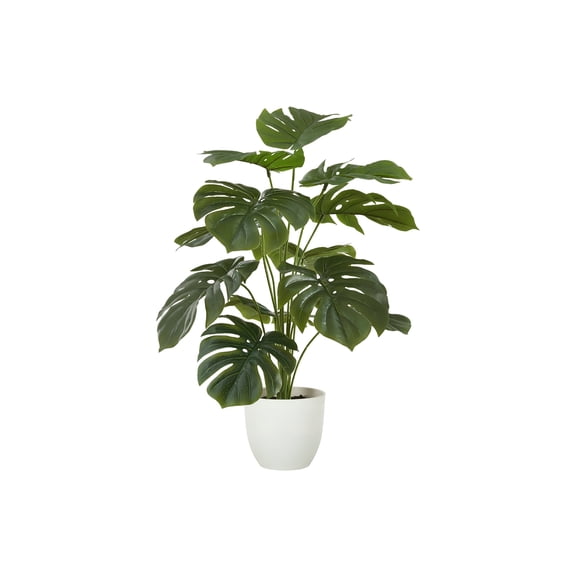 Artificial Plant - 24" Tall - Monstera - Indoor - Real Touch - Green - White Pot