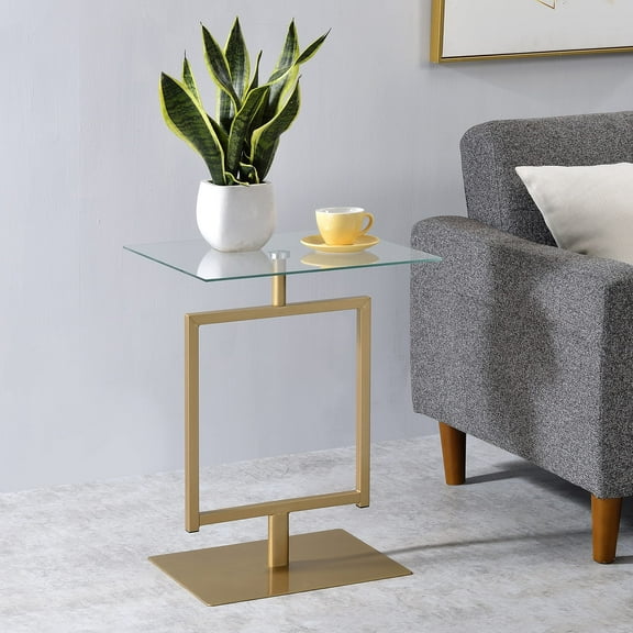 Kings Brand Furniture Gold Metal & Glass Side End Table – Modern Accent for Living Room & Bedroom
