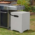 thumbnail image 3 of Hassch 16.1" Square Propane Tank Storage Side Table, Iron Gas Bottle Conceal Patio Table with Open Bottom and Adjustable Feet, Weather-Resistant Outdoor Accent Table, Imitation Marble Color, 3 of 9