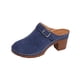 thumbnail image 1 of Mujeres Tacones Altos Cerrados Zapatillas Del Dedo Del Pie Bloque Tacón Mulas Estilo de Madera Clogs Casual Verano Oficina Diapositivas Sandalias Comodidad, 1 of 9