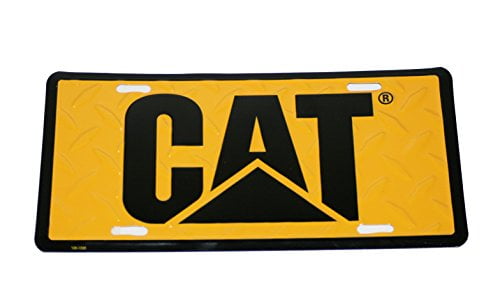 Caterpillar CAT Black & Yellow Diamond Plated License Plate Tag 