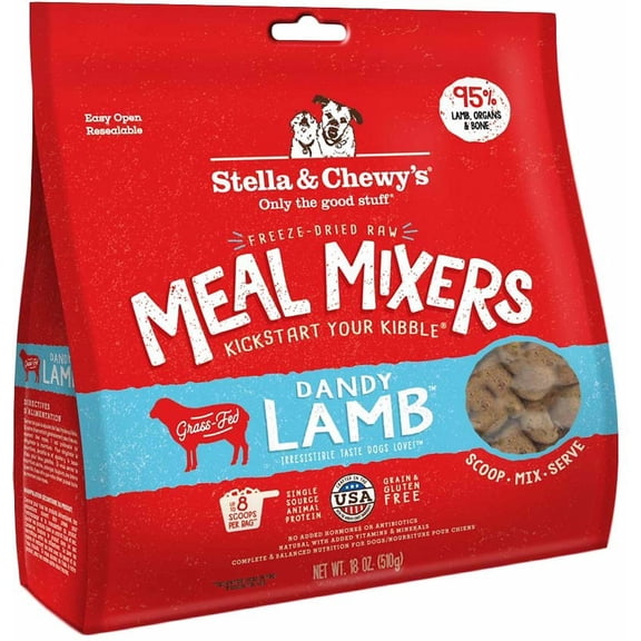 Stella & Chewy's Freeze-Dried Raw Meal Mixers Dog Food Topper - Dandy Lamb - 18 Ounce Bag