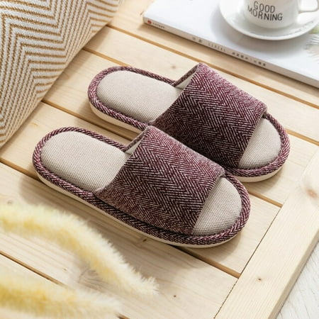

CoCopeanut Simple House Bedroom Women Hemp Slippers Breathable Comfortable Cotton Flax Ladies Floor Shoes Non-slip Lovers Men Slippers