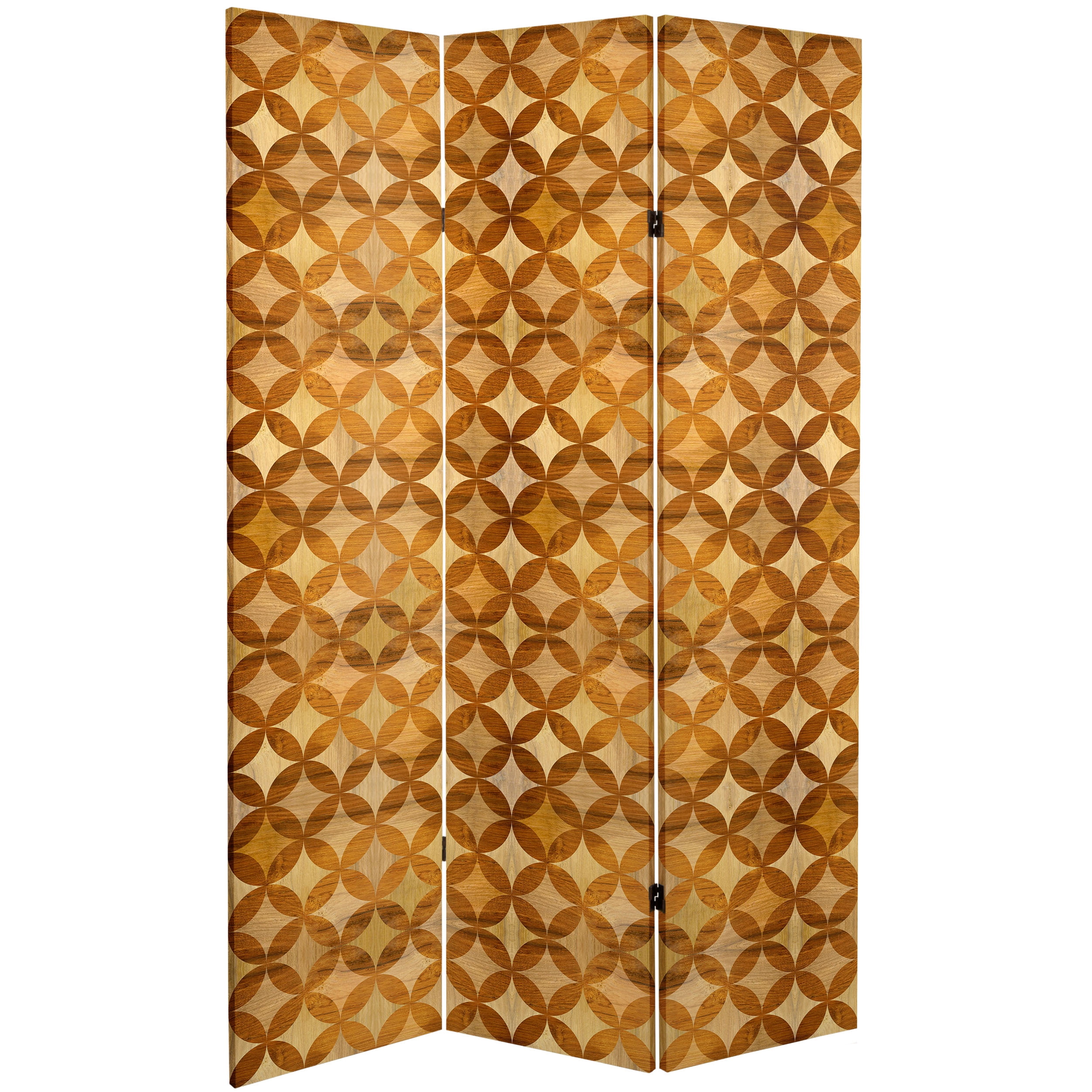 Oriental Furniture 6 ft. Tall Double Sided Japanese Wood Pattern Canvas Room Divider