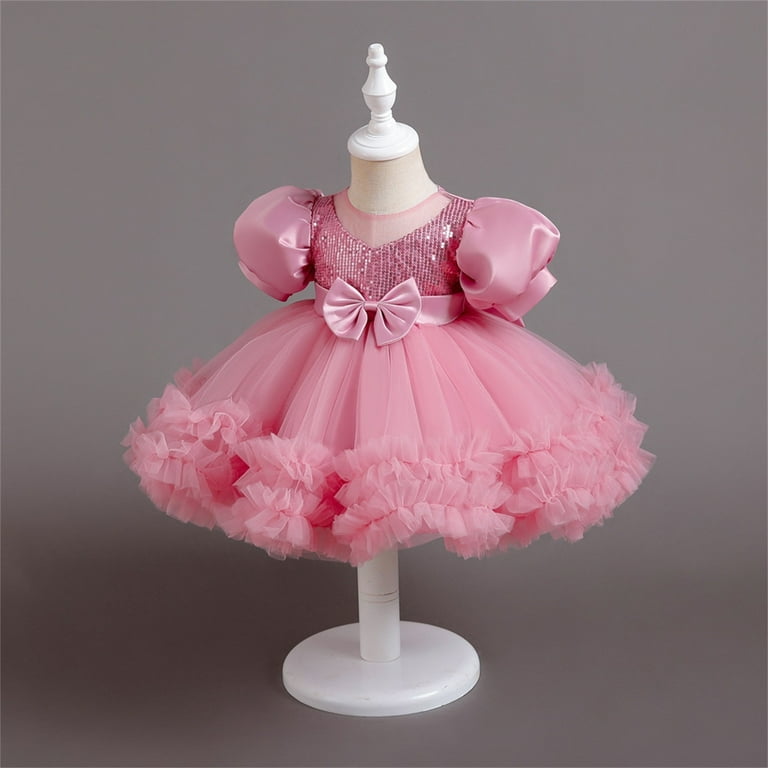 Tiijoy Girls Short Puff Sleeve Tulle Party Dress Birthday Princess Dress Gown, Sizes 12-18M Tiijoy Girls Short Puff Sleeve Tulle Party Dress Birthday Princess Dress Gown, Sizes 12-18M