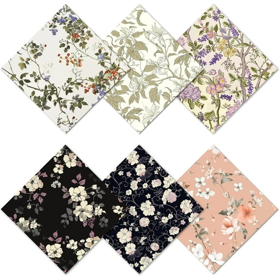 6 Packs Vintage Flowers Cleaning Cloth Microfiber Cloth Soft Multicolor Glasses Cleaner Glass Reusable Thicken Wipes Cloth for Eyeglasses Camera Cell Phone Lens Screens Glasses 6.1x6.1 Inch