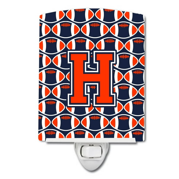 Letter H Football Orange, Blue and white Ceramic Night Light