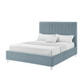 thumbnail image 2 of Inspired Home Caileigh Upholstered Velvet King Channel Tufted Bed with Acrylic Legs, Slate Blue, 2 of 7