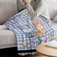 thumbnail image 3 of Bunny Gnomes Easter Blanket Soft Cozy Warm Twin Blanket for Bed, Plush Fuzzy Flannel Fleece Blankets for Sofa, Eggs Blue Checkered Farmhouse Throw Blankets for Couch, Gifts for Men, 60"x80", 3 of 9
