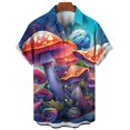 thumbnail image 3 of Camisa con estampado 3D de hongos para hombre, camisas casuales de moda de manga corta para playa, blusas de calle para hombre, camisas de gran tamaño con botones, blusas, 3 of 5