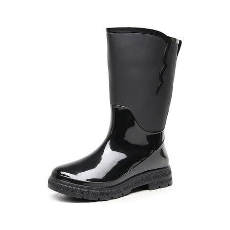 

Gomelly Ladies Rubber Boot Slip Resistant Rain Boots Lightweight Garden Shoes Round Toe Waterproof Booties Women s Womens Mid Calf Bootie Black 7