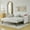 Beige 0, variant on Bed Frame Twin Size Daybed with Trundle Upholstered Sofa Bed, with Vertical Stripes, Linen Fabric, Grey (82.5"x43"x30"),Platform Bed Frame