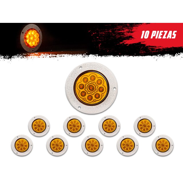 Kit De 10 Plafones Laterales 9 Leds Ámbar 2 Pulg Tunelight TUNELIGHT-RENOVATIO .