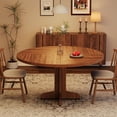 thumbnail image 2 of 47-pulgada round dining mesa para 4 - 6 people: circle dinner pedestal mesa con de madera pedestal base - space-saving wood kitchen dining room muebles in walnut, 2 of 6