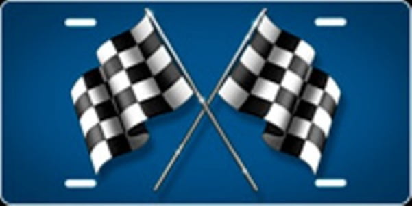 Checkered Racing Flag  Aluminum License Plate Tag 