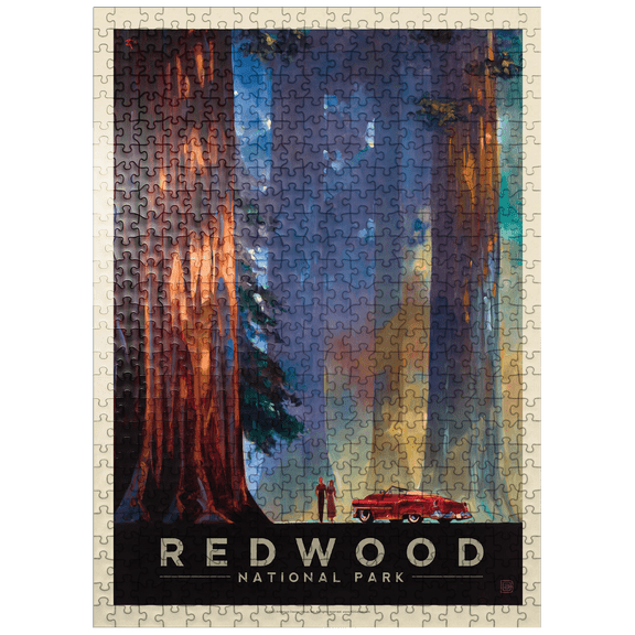 MyPuzzle - Redwood National Park: Among The Giants, Vintage Poster - Premium 500 Piece Jigsaw Puzzle for Adults