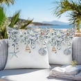 thumbnail image 3 of Throw Pillow Covers 20x20 Inch Set of 2, Blue Coastal Waterproof Outdoor Pillow Covers, Eucalyptus Leaves Summer Beach Starfish Decorative Cushion Pillowcases for Couch, Sofa, Bed, Garden, Patio, 3 of 9
