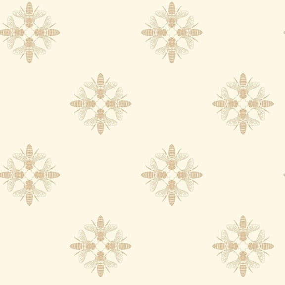 York Wallcoverings ON1641 Honey Bee Wallpaper Gold Cream