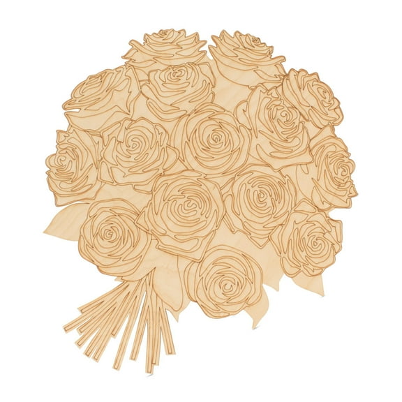 Rose Bouquet Wood Cutouts 12-inch, 1/8 inch Thick, Pack of 2 Rose Flower Gifts for Women and Valentines Decor, by Woodpeckers