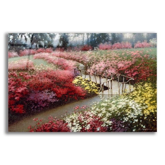 Epic Art 'Monet's Flower Garden' by Zhen-Huan Lu, Acrylic Glass Wall Art, 24"x16"