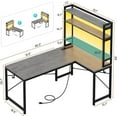 thumbnail image 2 of SEDETA L Shaped Computer Desk, 45.3” Small Office Desk, Corner Compuer Desk with Hutch, LED Lights, Power Outlet, Storage Shelves and Hooks for Home Office, Grey, 2 of 7