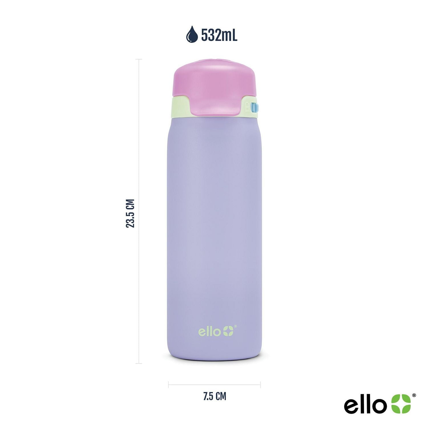 Ello Flip & Fill 18 oz Stainless Steel Water Bottle, <ul><li>18oz Capacity </li><li>Easy-to-use flip lid</li><li>All parts BPA free</li></ul>
