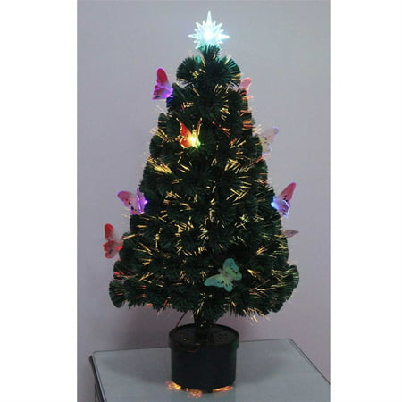 2ft -60cm Christmas tree Fiber Optic Pre-Lit xmas tree with Butterfly LED