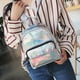 thumbnail image 4 of BRIGHTFUFU Mochila creativa de 1 pieza, bolsa de viaje de gran capacidad, mochila transparente con holograma, bolsa informal para niñas, mujeres, plata, 4 of 7