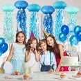 thumbnail image 3 of 6 Pack Jelly Fish Paper Lanterns, Hanging Gradient Blue Paper Lanterns for Birthday Mermaid Theme Under The Sea Ocean Party Baby Shower Kids Room Decorations, 3 of 7