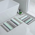 thumbnail image 1 of Juego de alfombrillas de baño antideslizantes, 2 piezas, juego de alfombrillas de baño absorbentes de microfibra, juego de alfombrillas de baño suaves de pelo alto, 40 x 60 cm + 50 x 80 cm, verde/gris, 1 of 7
