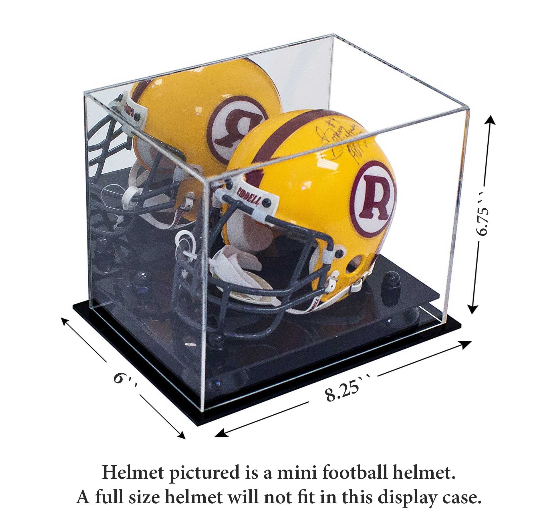 A003-SR MINI Football Helmet Display Case-Wall Mount-Mirror-Silver Risers 