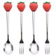 thumbnail image 1 of 4 piezas de vajilla creativa con forma de fruta, tenedor y cuchara de acero inoxidable, herramientas para comer, 1 of 8