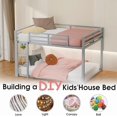 thumbnail image 4 of Kumix Full Over Full Bunk Bed, Metal Bunk Bed Frame with Safety Guardrail, Low Bunkbed Frame for Teens Adults, Save Space, No Box Spring Needed, Silver, 4 of 6