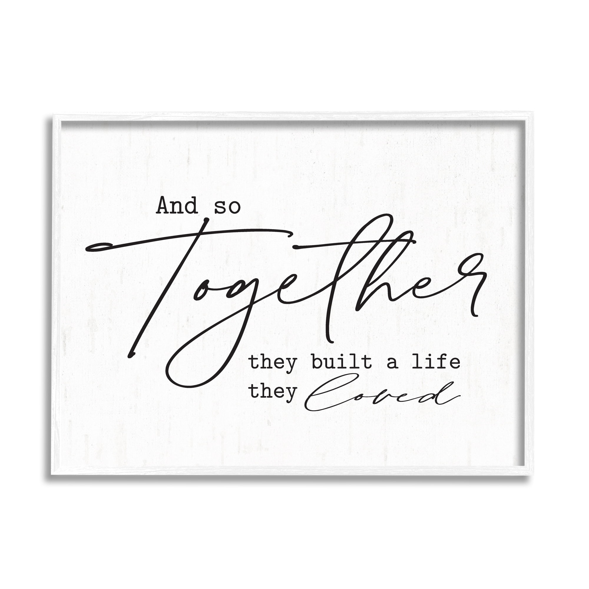 Stupell Industries Romantic Together Quote Casual Birch Pattern Calligraphy Graphic Art White Framed Art Print Wall Art, Design by Lettered and Lined