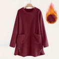 thumbnail image 2 of Ahdbta Women's Fuzzy Fleece Sweatshirts Winter Warm Sherpa Pullovers Fall Oversized Loungewear Long Tops with Pockets, 2 of 7