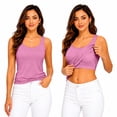thumbnail image 2 of Built In Bra Tank Tops for Women Sleeveless Comfy Camisole Top Padded Trendy Summer Tops Workout Yoga Womens Tank Tops Hot Pink L, 2 of 7