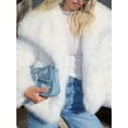 thumbnail image 6 of Women'S Faux Fur Coat Faux Fur Jacket Long Sleeve Lapel Winter Jackets Parka Short Coat White XXL, 6 of 8