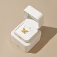 thumbnail image 2 of Oirlv Cream Leather Ring Box for Proposal, Wedding Ring Box, Gift Box Ring with Velvet Interior, 2 of 9