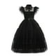 thumbnail image 4 of Addams-vestido de malla negra para niñas, fiesta de baile, cumpleaños, Carnaval, disfraces de Cosplay de Halloween, 3-10 años, 4 of 5