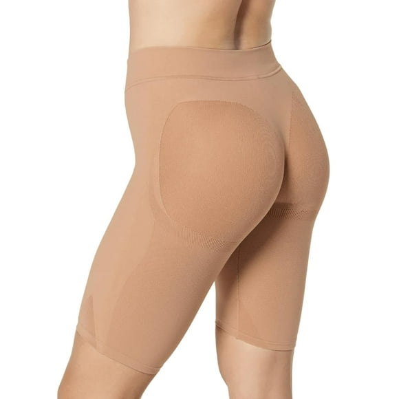 Leonisa womens Well-rounded Invisible Butt Lifter Shaper Short Shapewear Bodysuit, Beige, Large US