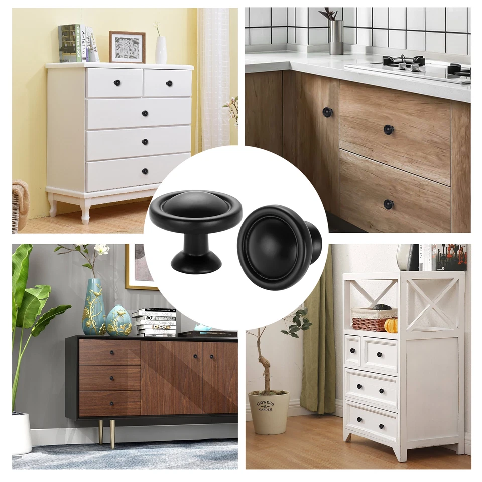 20 Pcs Door Knobs Cabinet Furniture Handle Cupboard Drawer Kitchen Pull Black Us