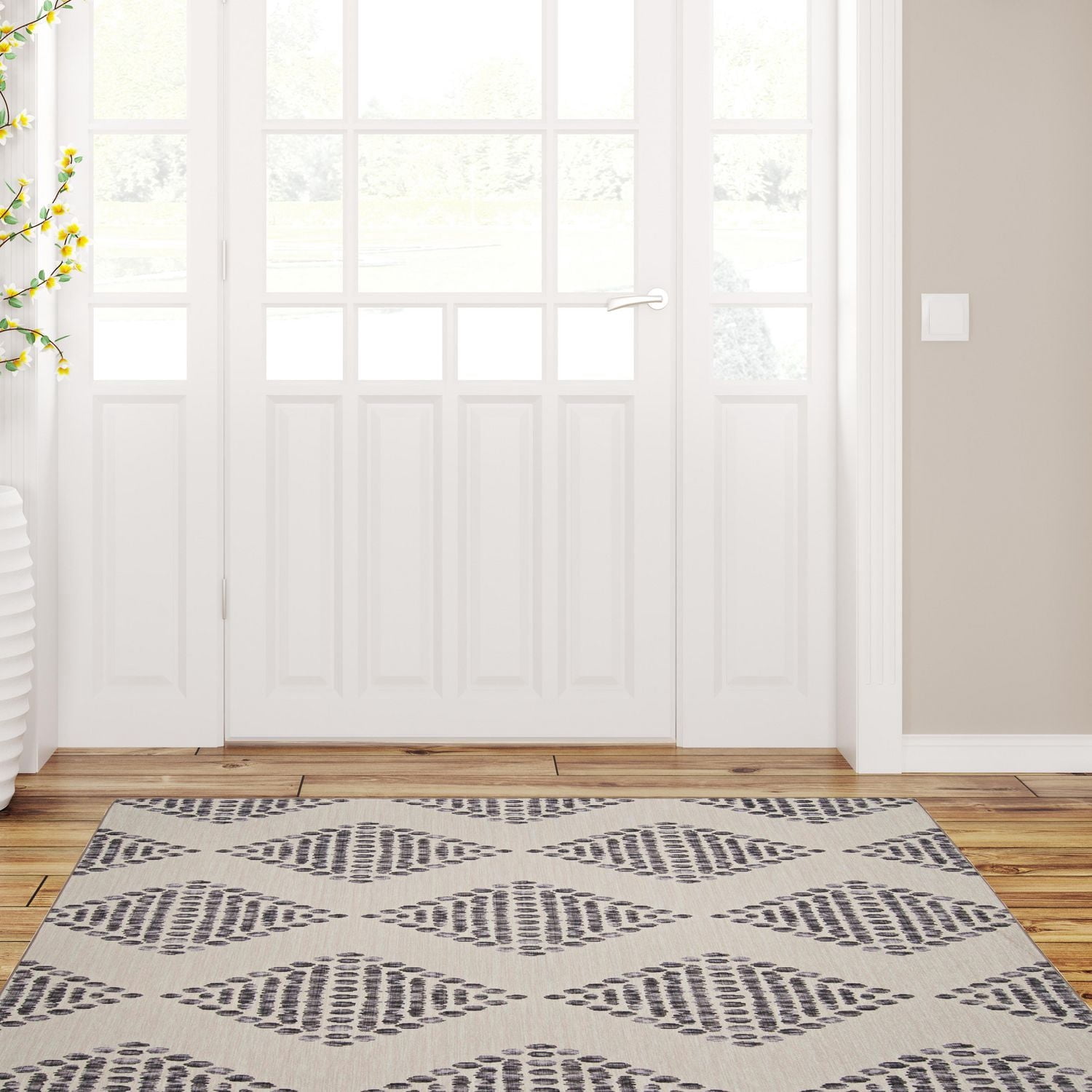 Outdoor Washable Navarre Ivory & Brown 3' x 5' Accent Rug