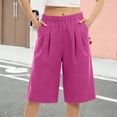 thumbnail image 2 of fheaev Wide Leg Shorts for Women Elastic Waist Knee Length Loose Fit with Pockets Summer Casual Beach Vacation Wear M-3XL, 2 of 6