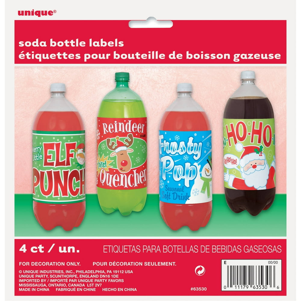 Merry Christmas Soda Bottle Labels, 4-Count - Walmart.com - Walmart.com