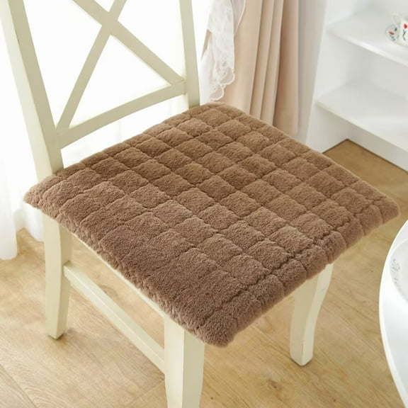 XmhyTop Faux Fur Sheepskin Seat Cushion, Super Soft Plush Chair Cover Pad & Rugs for Living Room, Bedroom Sofa & Couch, Brown, 16.93 * 16 inches