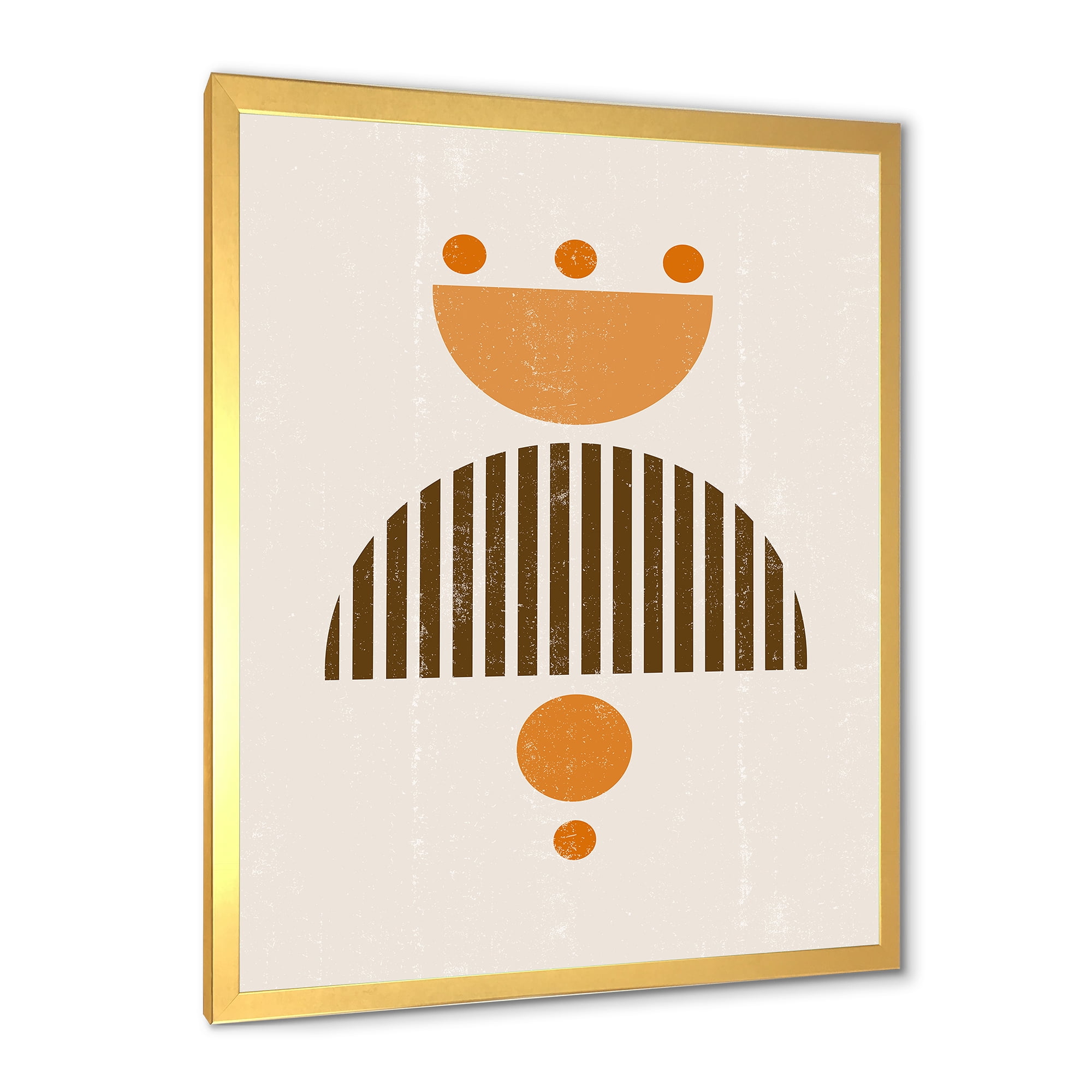 Designart 'Abstract Minimal Moon and Sun In Earth Tones II' Modern Framed Art Print