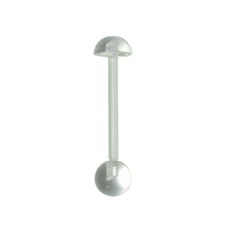 - Clear Tongue Ring Retainer 14g Half Ball Top with 5mm Bottom Ball