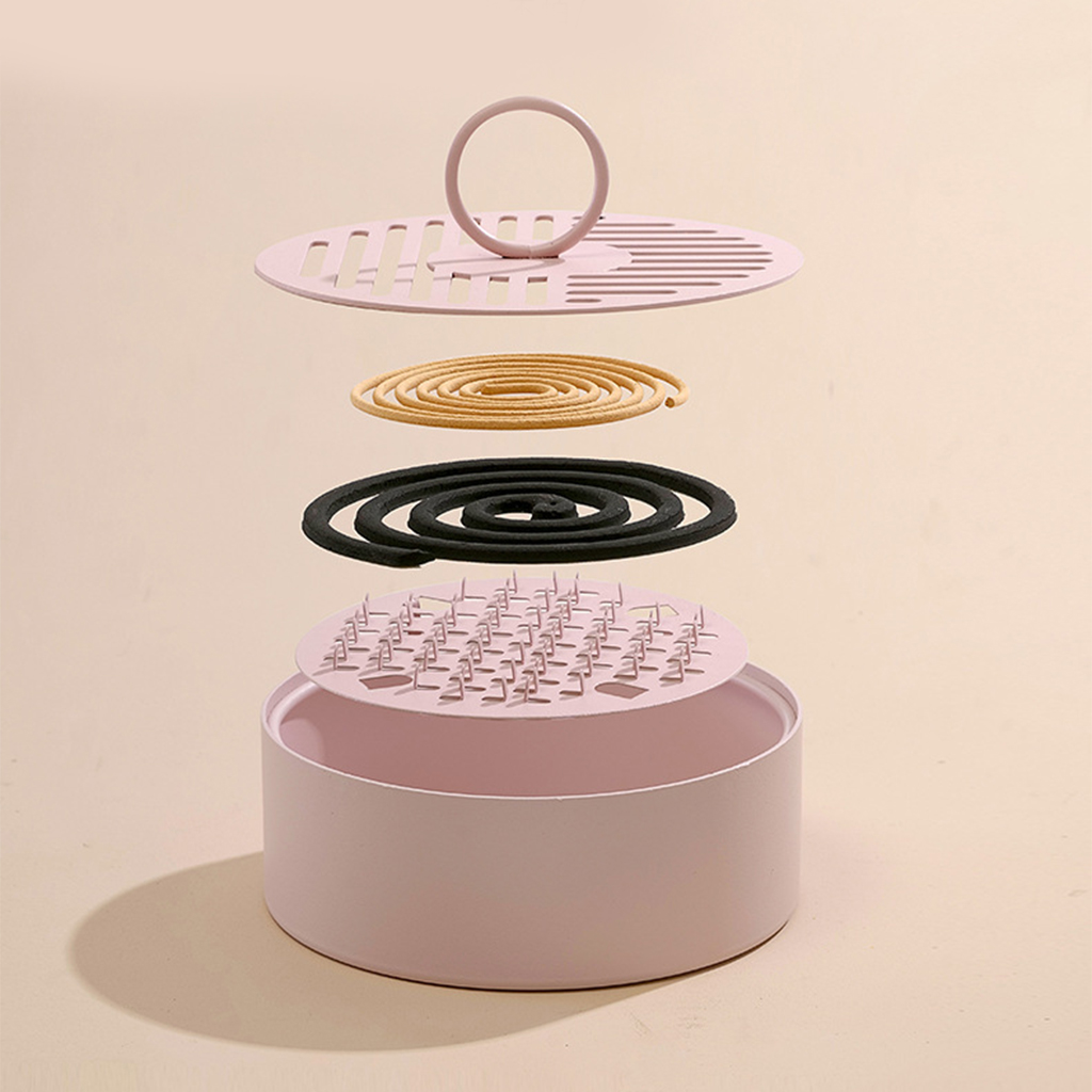 Metal Insect Repellent Coil Holder Box with Lid Hollow Out Incense for Burner fo